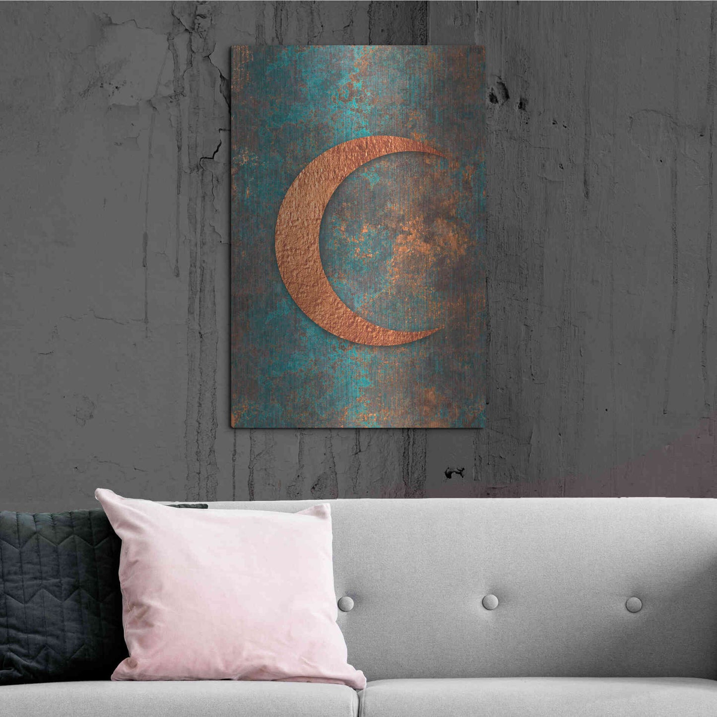 Luxe Metal Art 'Moon Symbiosis Of Rust And Copper' by Andrea Haase, Metal Wall At,24x36