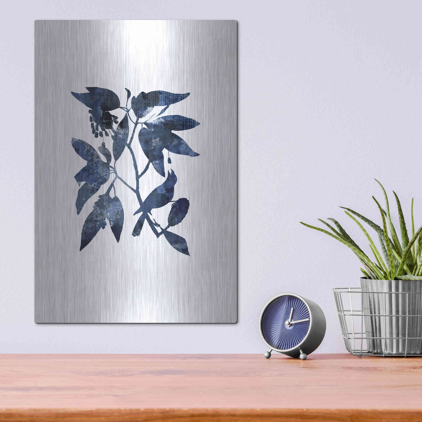 Luxe Metal Art 'Blue Night Bird' by Andrea Haase, Metal Wall At,12x16