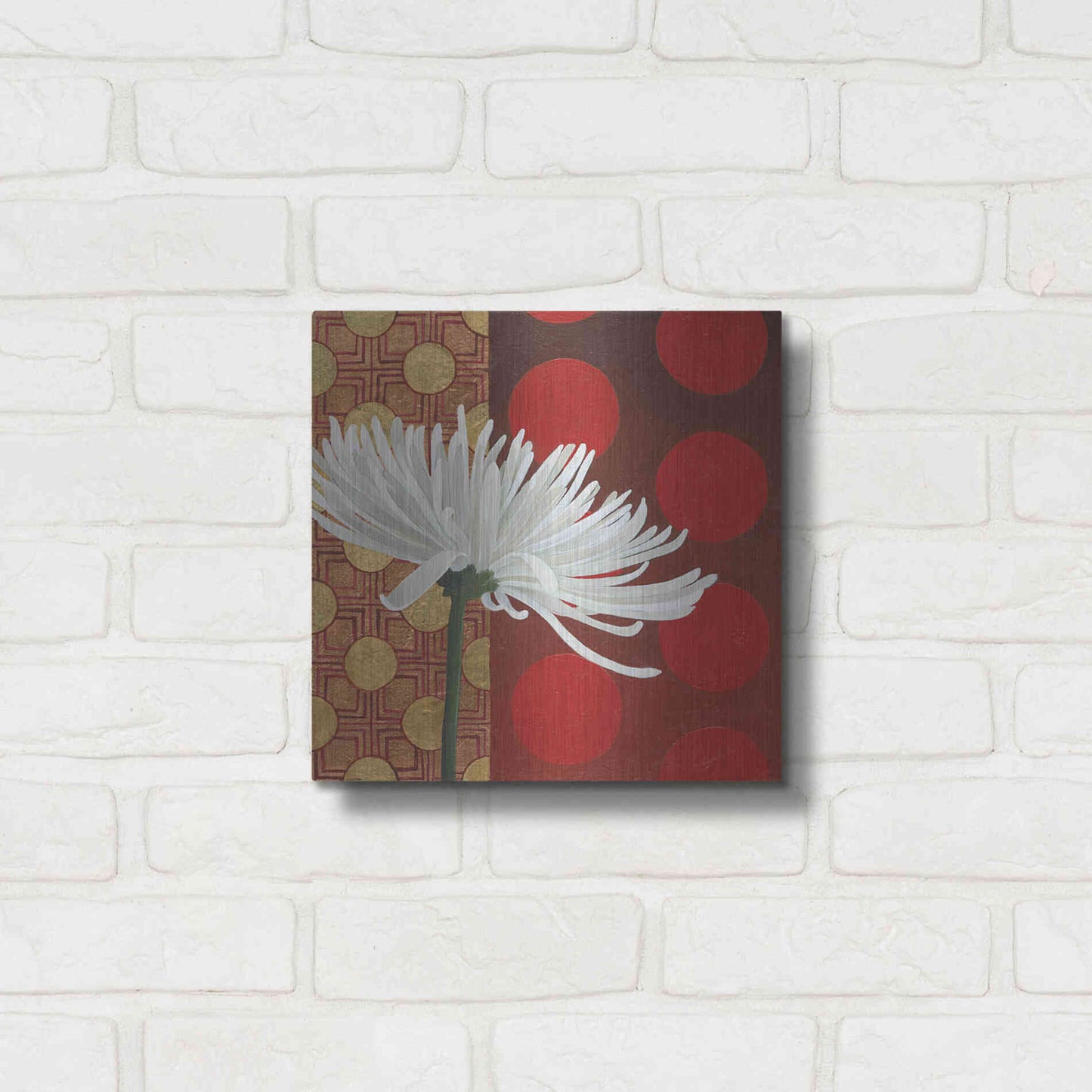 Luxe Metal Art 'Morning Chrysanthemum I' by Kathrine Lovell, Metal Wall Art,12x12