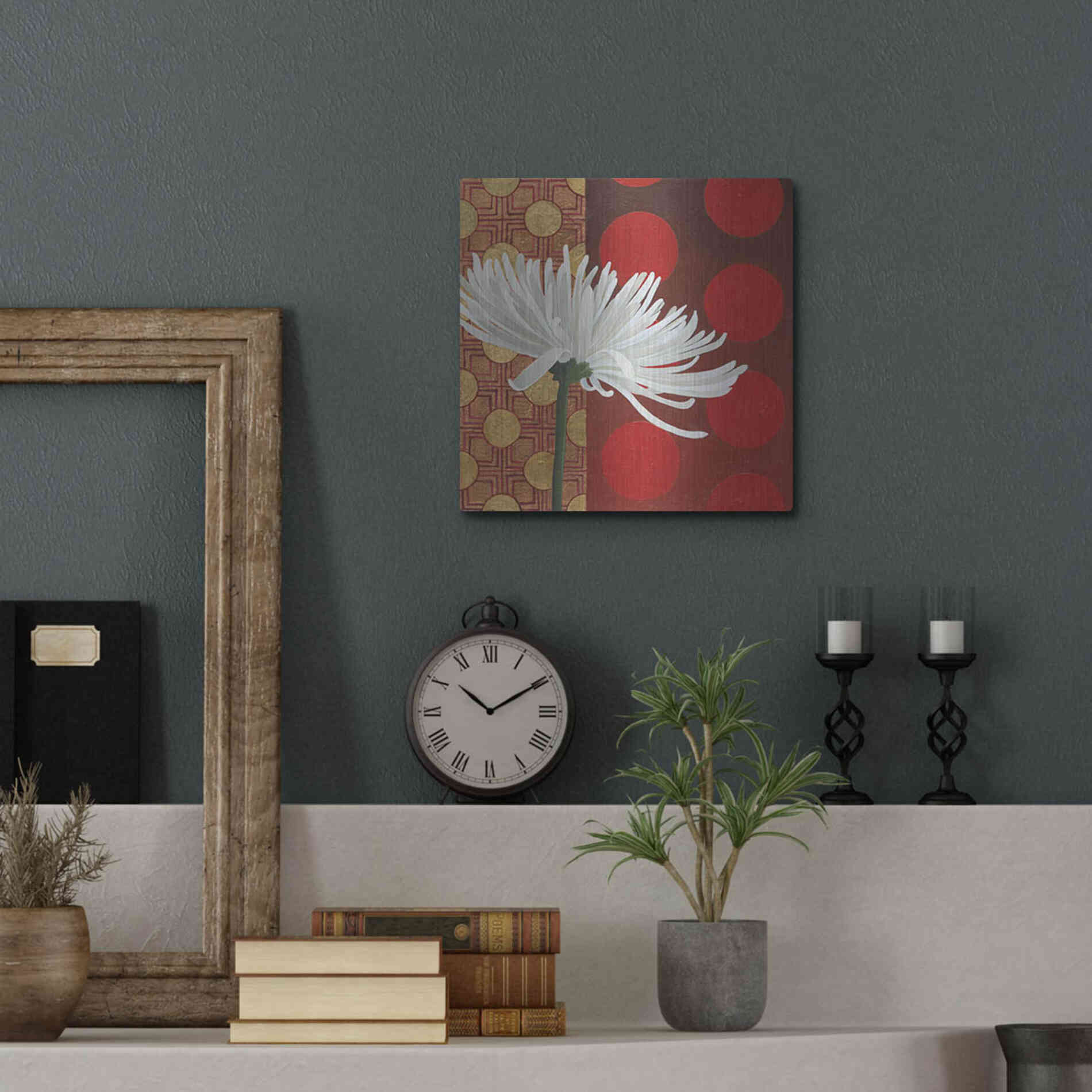 Luxe Metal Art 'Morning Chrysanthemum I' by Kathrine Lovell, Metal Wall Art,12x12