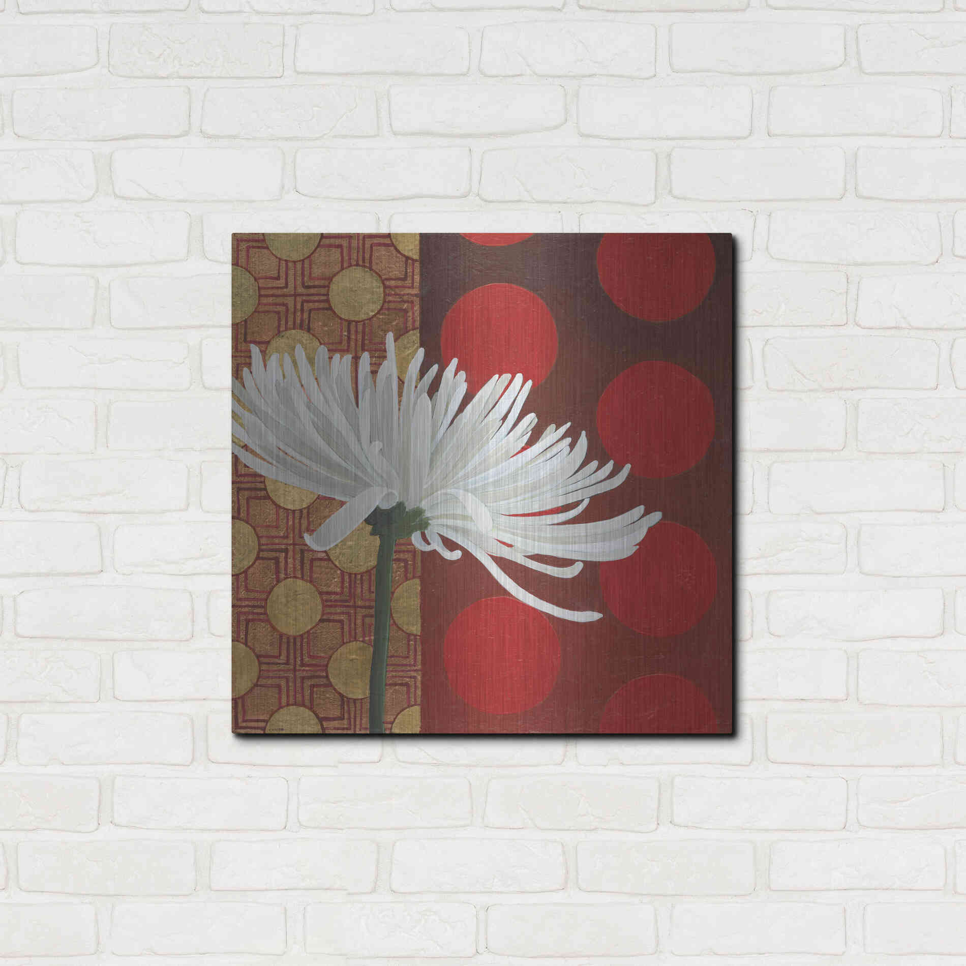 Luxe Metal Art 'Morning Chrysanthemum I' by Kathrine Lovell, Metal Wall Art,24x24