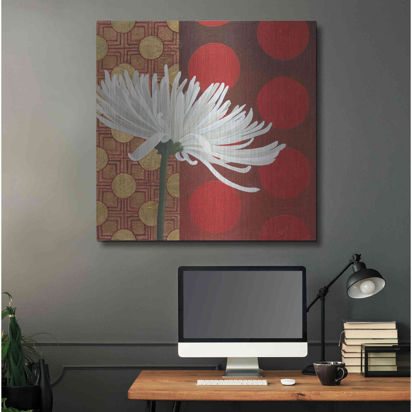 Luxe Metal Art 'Morning Chrysanthemum I' by Kathrine Lovell, Metal Wall Art,36x36