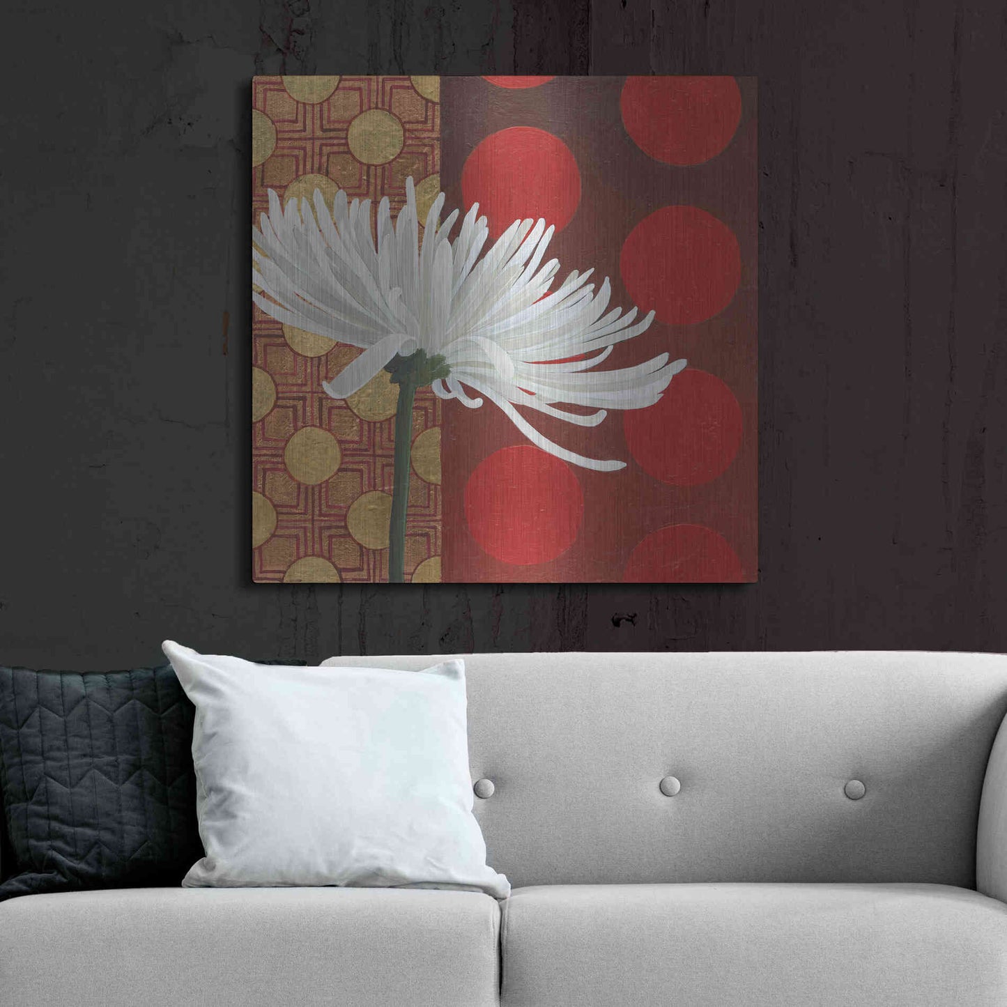 Luxe Metal Art 'Morning Chrysanthemum I' by Kathrine Lovell, Metal Wall Art,36x36