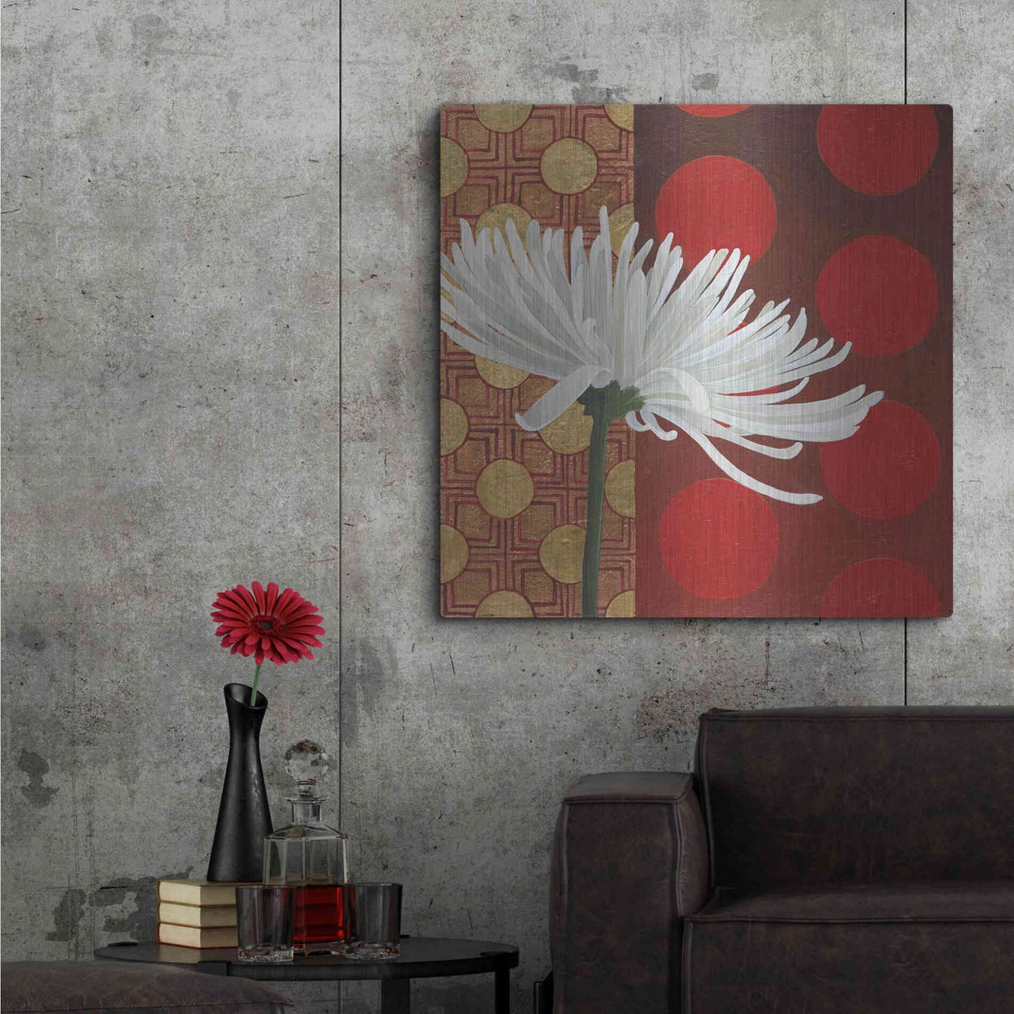 Luxe Metal Art 'Morning Chrysanthemum I' by Kathrine Lovell, Metal Wall Art,36x36