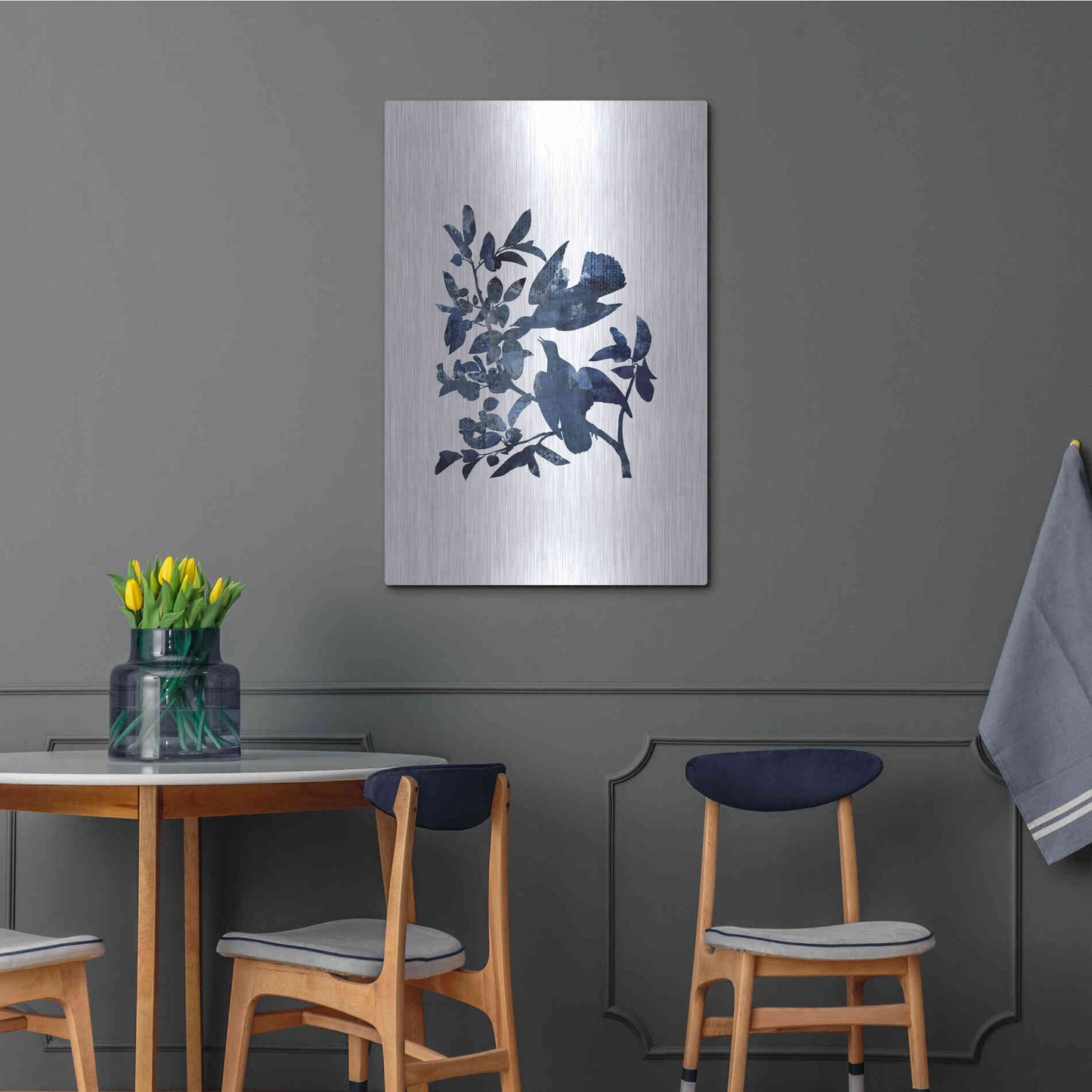 Luxe Metal Art 'Midnight Bluebirds' by Andrea Haase, Metal Wall At,24x36