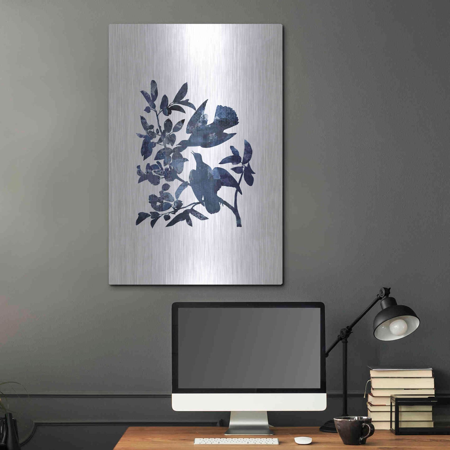 Luxe Metal Art 'Midnight Bluebirds' by Andrea Haase, Metal Wall At,24x36