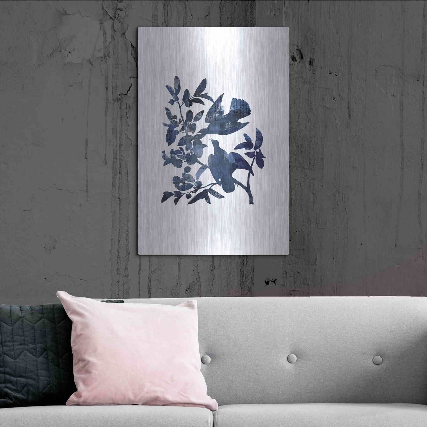 Luxe Metal Art 'Midnight Bluebirds' by Andrea Haase, Metal Wall At,24x36