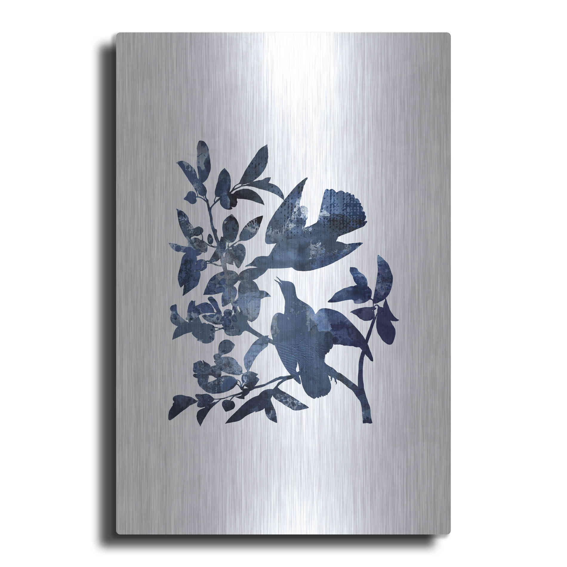 Luxe Metal Art 'Midnight Bluebirds' by Andrea Haase, Metal Wall At