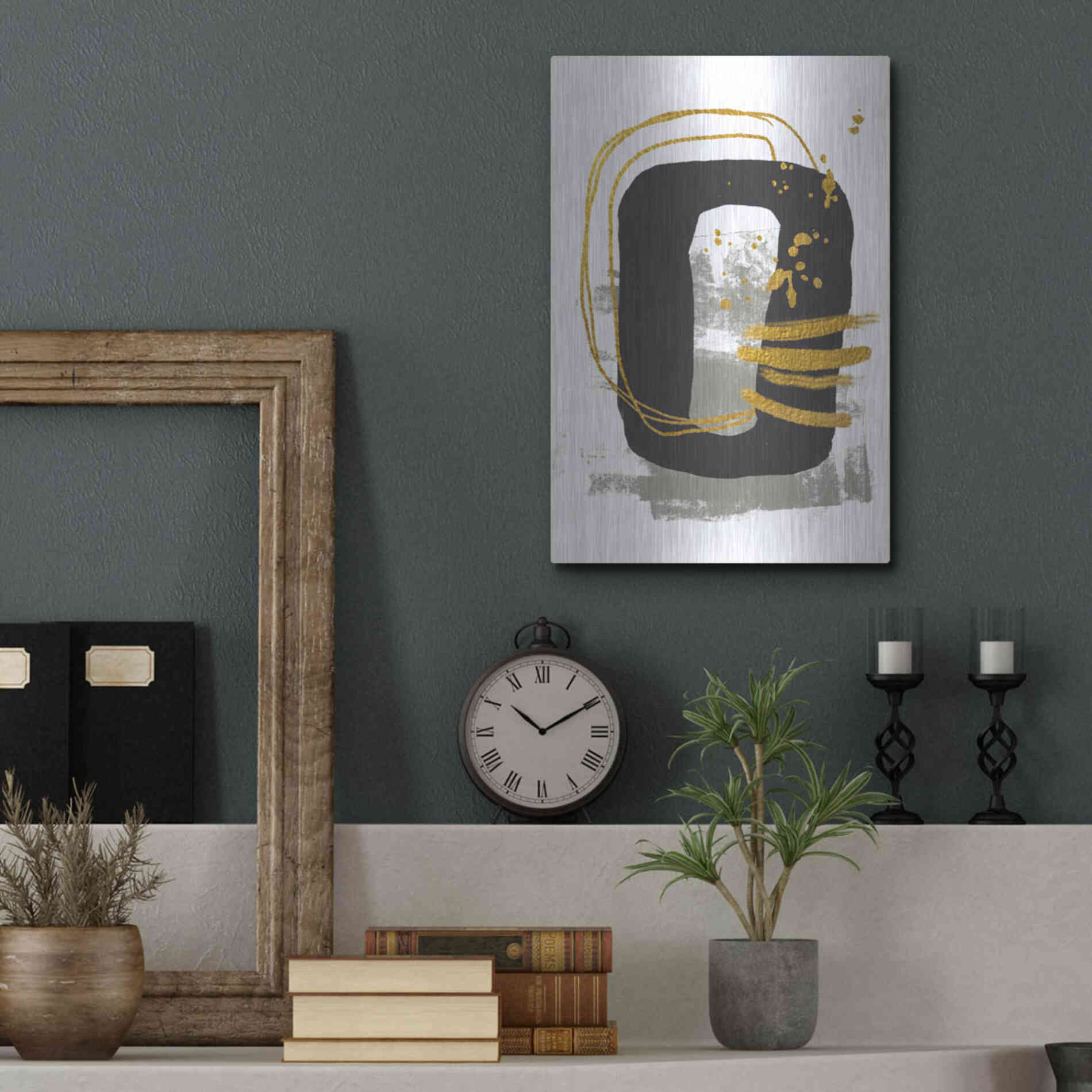 Luxe Metal Art 'Gold Meets Neutrals V' by Andrea Haase, Metal Wall At,12x16