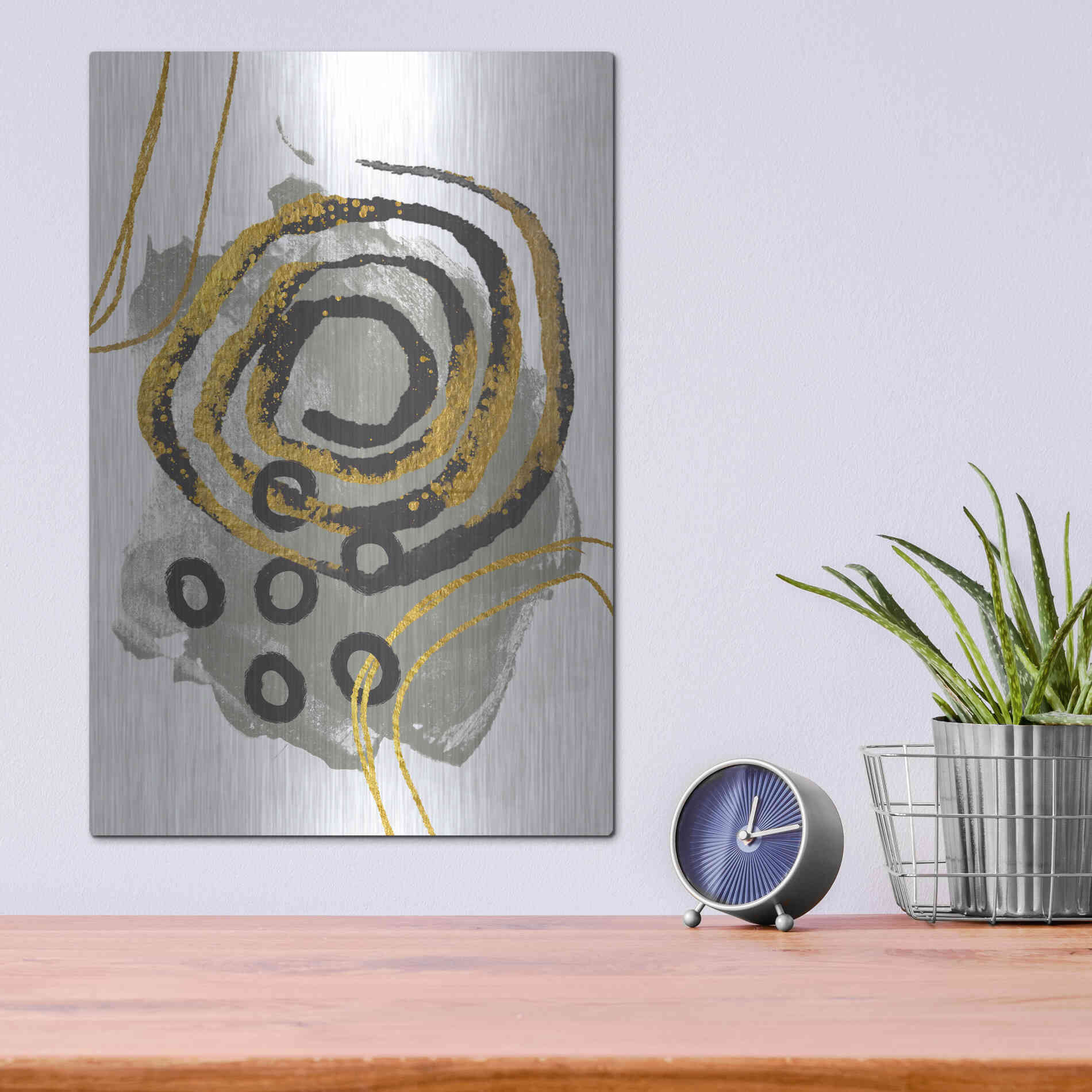 Luxe Metal Art 'Gold Meets Neutrals VI' by Andrea Haase, Metal Wall At,12x16