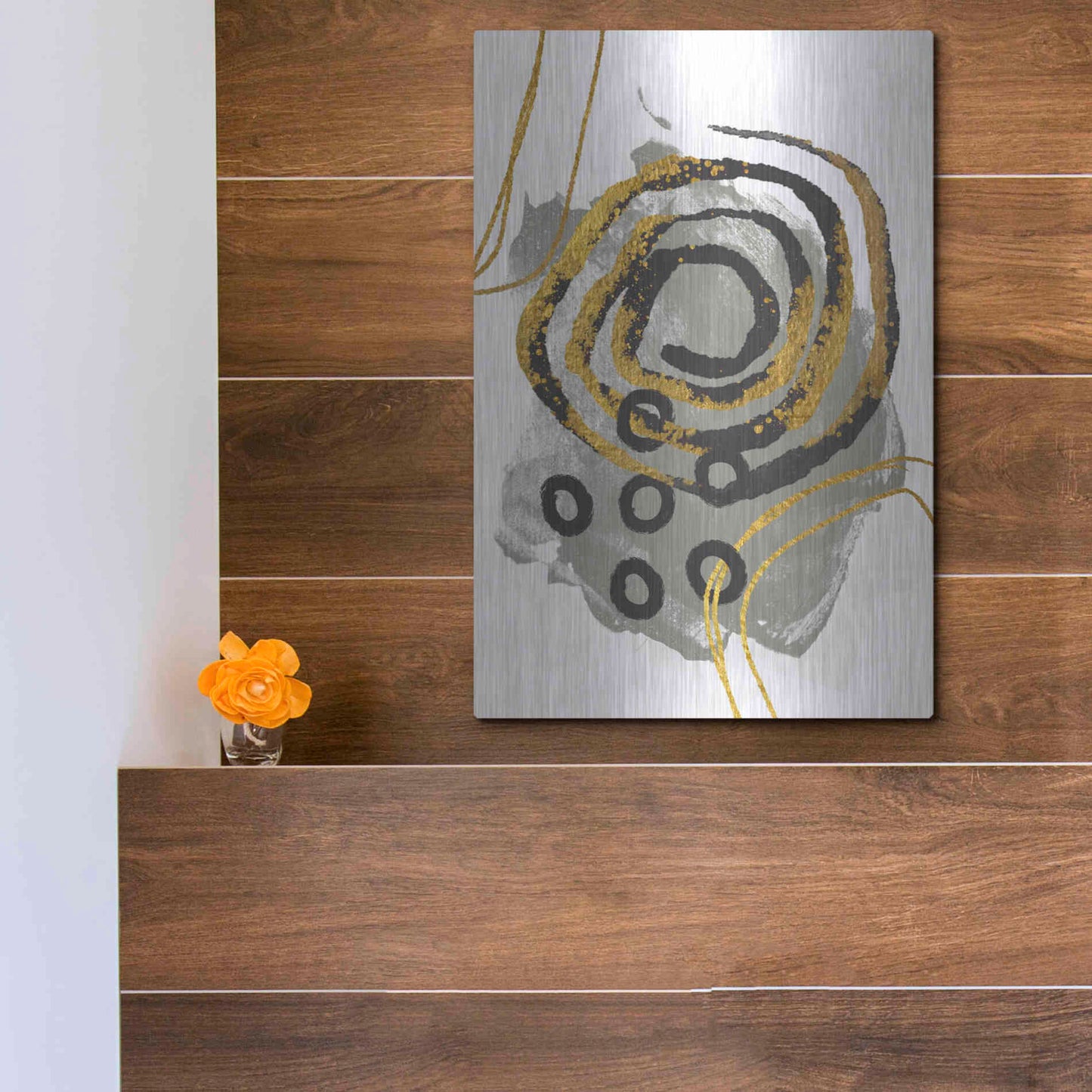 Luxe Metal Art 'Gold Meets Neutrals VI' by Andrea Haase, Metal Wall At,12x16