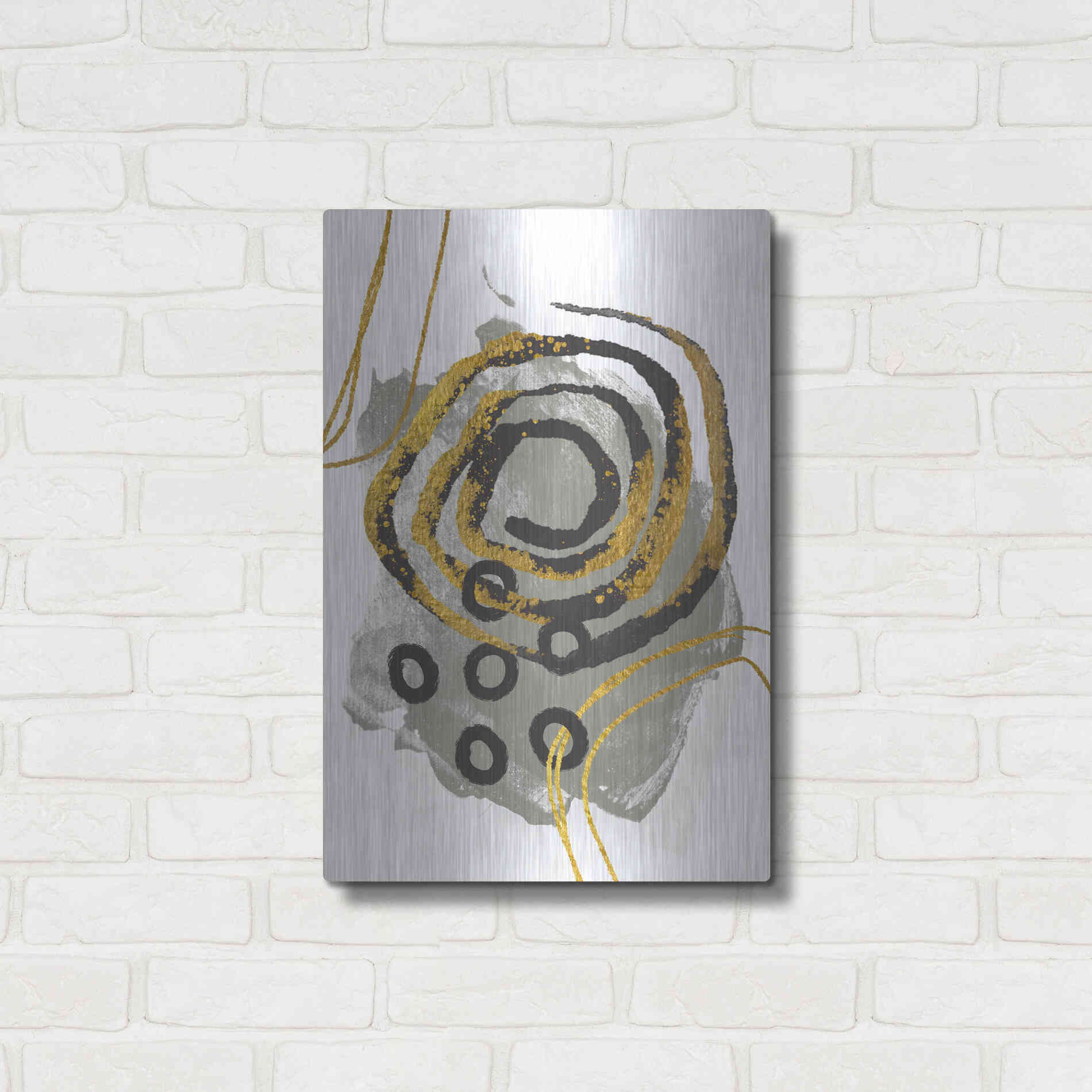 Luxe Metal Art 'Gold Meets Neutrals VI' by Andrea Haase, Metal Wall At,16x24