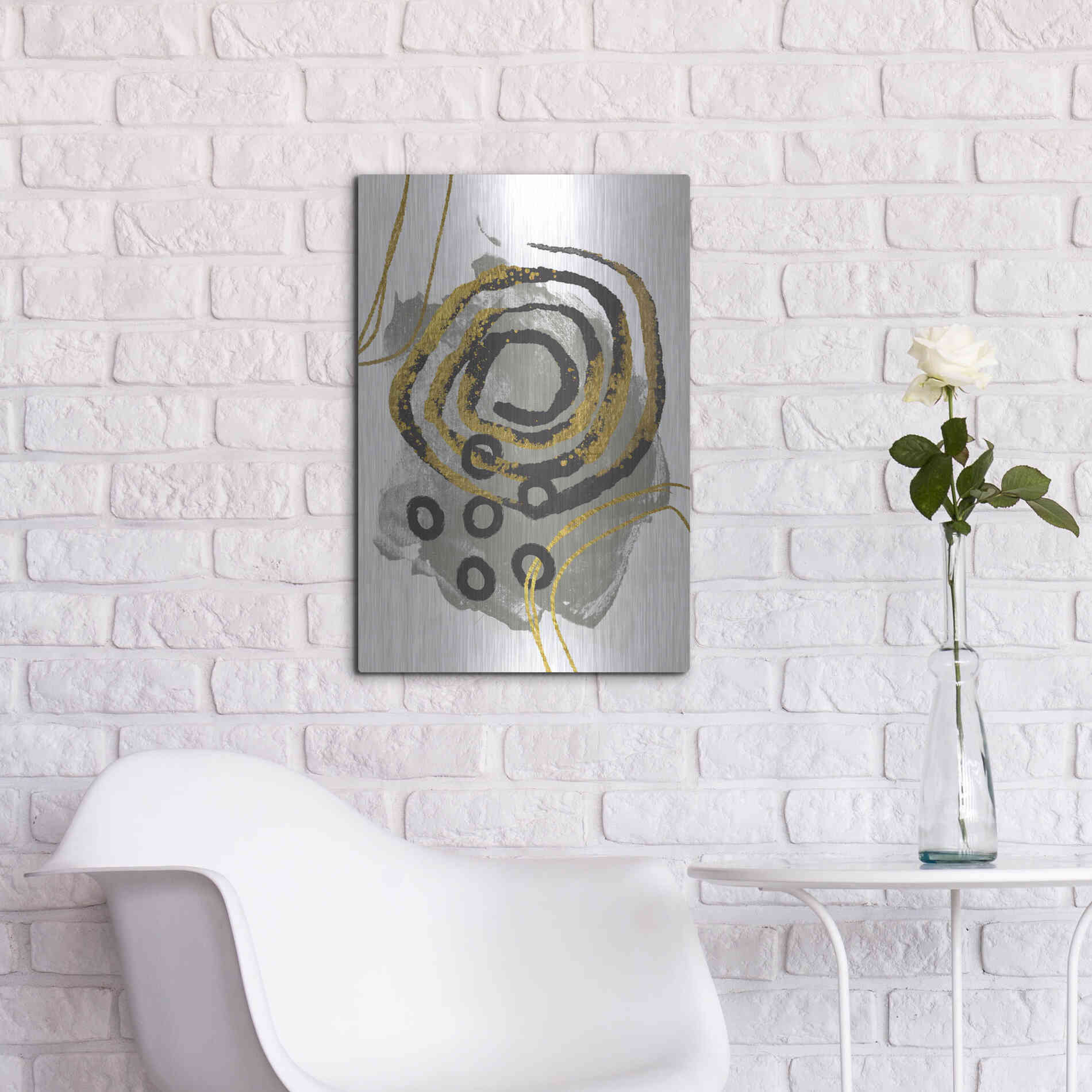 Luxe Metal Art 'Gold Meets Neutrals VI' by Andrea Haase, Metal Wall At,16x24