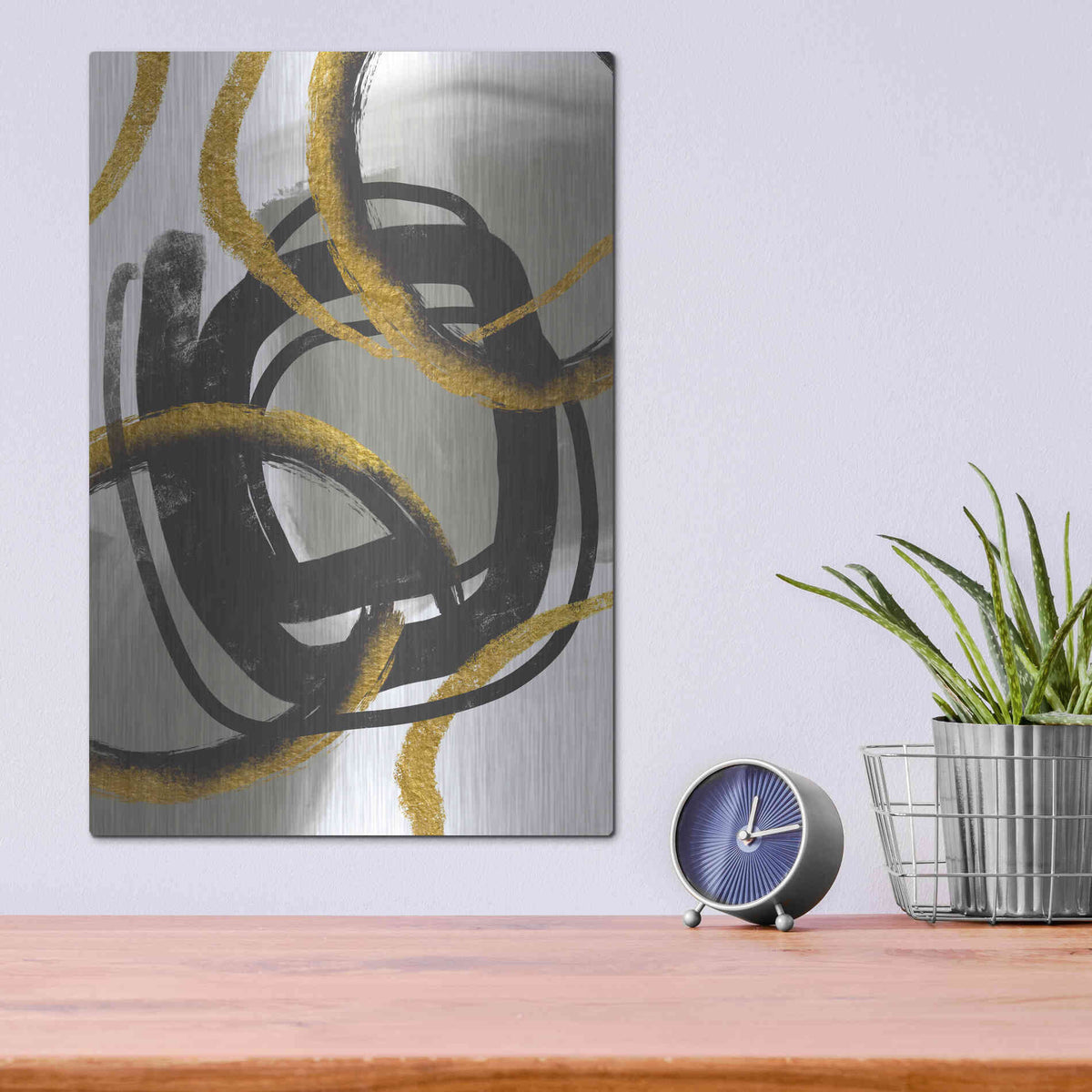 Luxe Metal Art 'Gold Meets Neutrals IV' by Andrea Haase Metal Wall Art,12x16
