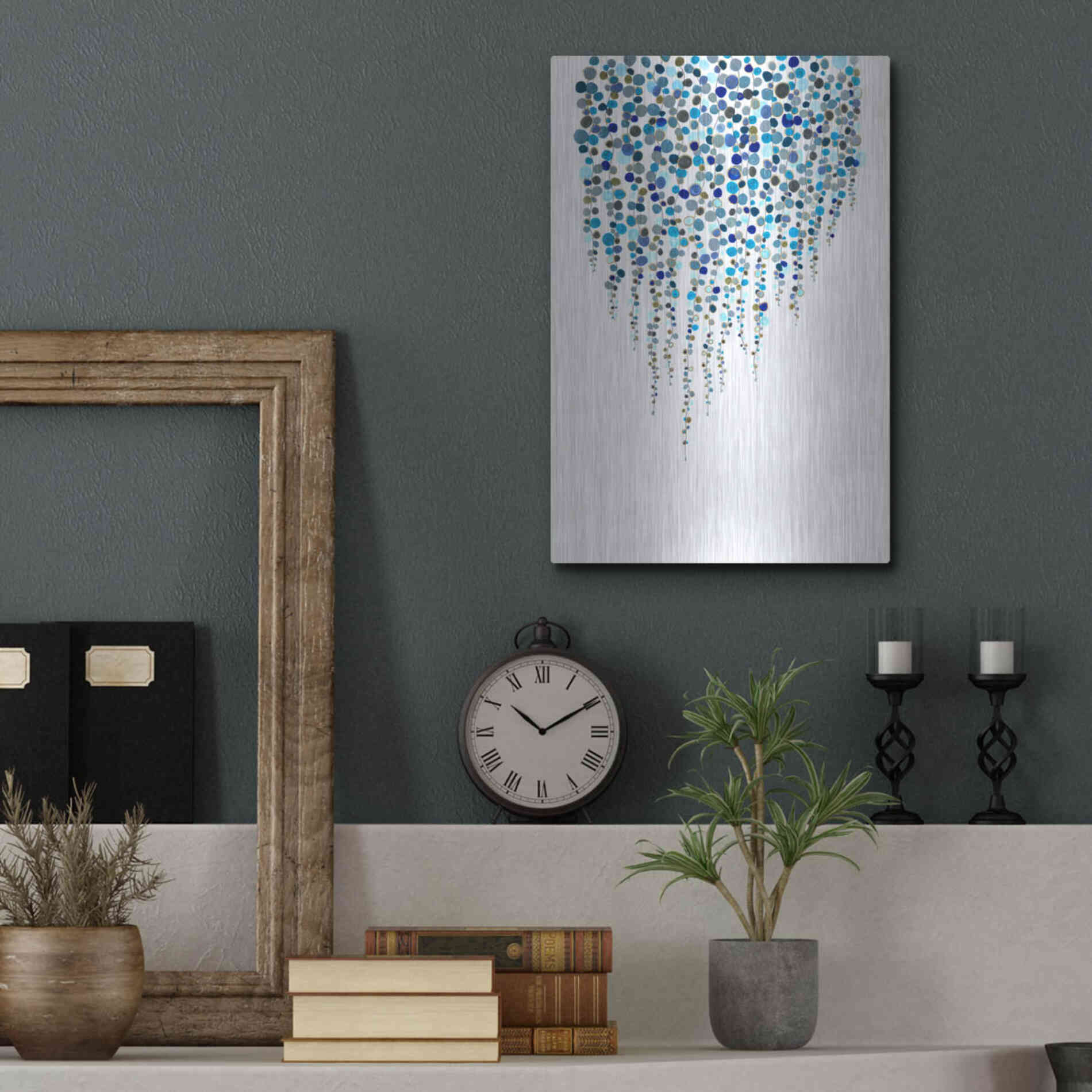 Luxe Metal Art 'Fancy Dots Blue' by Andrea Haase Metal Wall Art,12x16