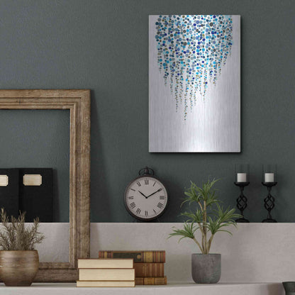 Luxe Metal Art 'Fancy Dots Blue' by Andrea Haase Metal Wall Art,12x16