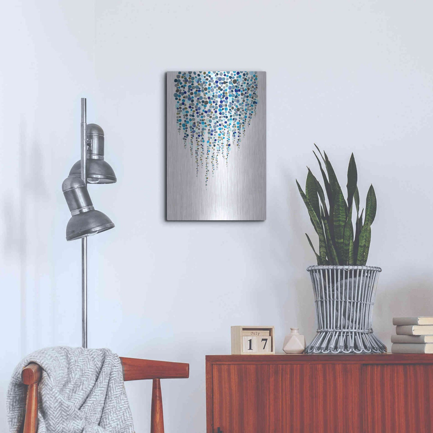 Luxe Metal Art 'Fancy Dots Blue' by Andrea Haase Metal Wall Art,16x24
