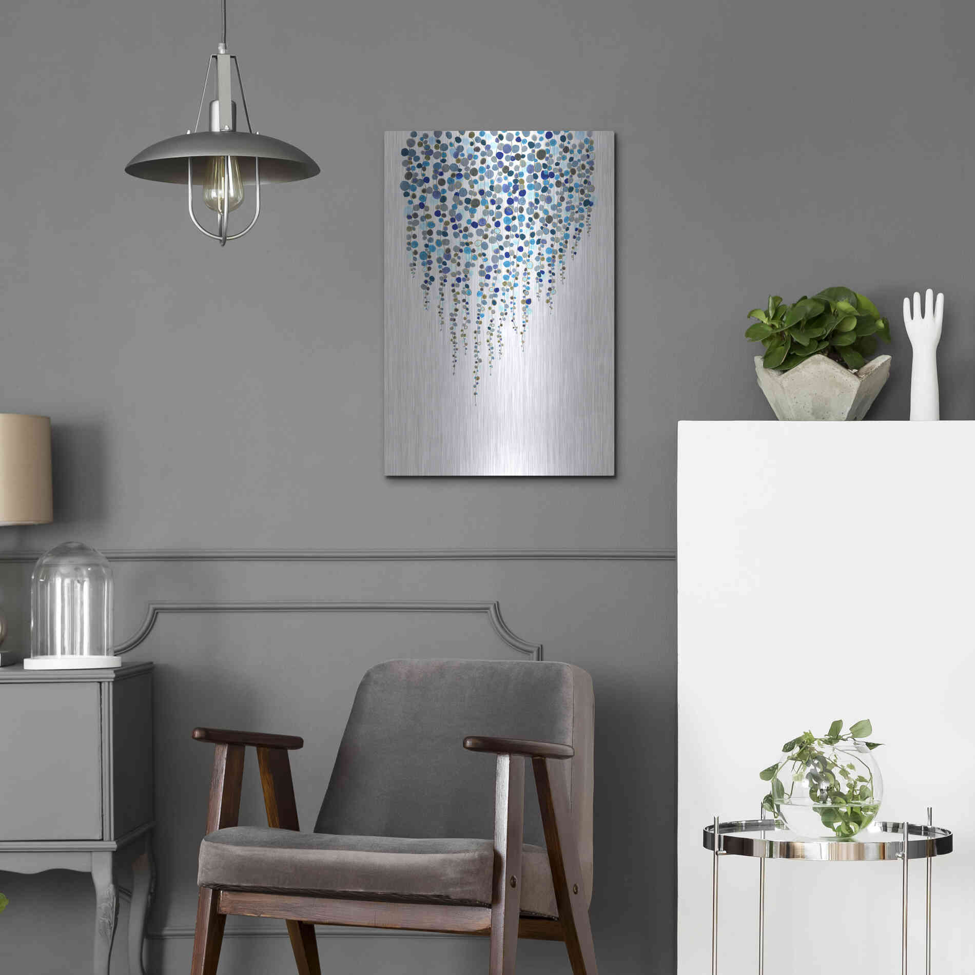 Luxe Metal Art 'Fancy Dots Blue' by Andrea Haase Metal Wall Art,16x24