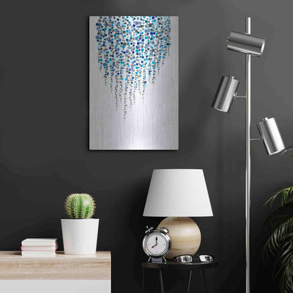 Luxe Metal Art 'Fancy Dots Blue' by Andrea Haase Metal Wall Art,16x24