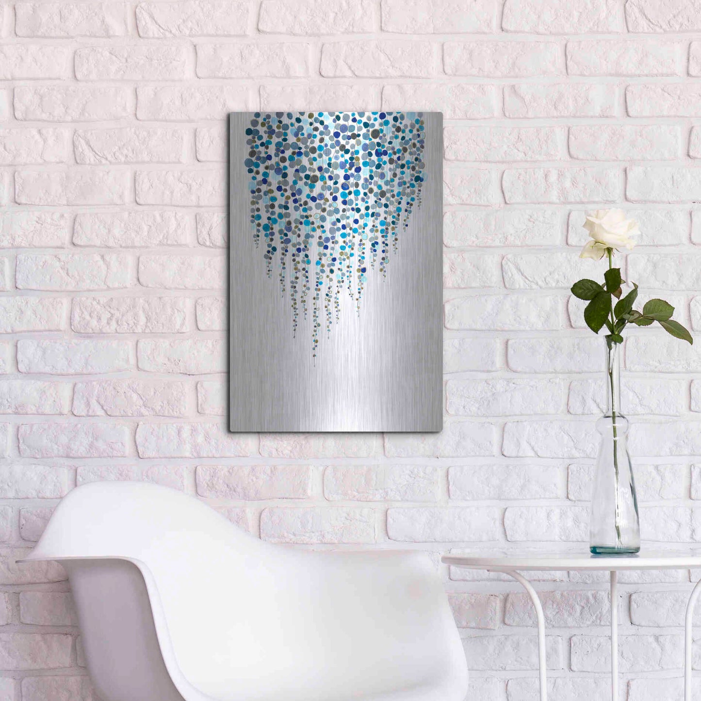 Luxe Metal Art 'Fancy Dots Blue' by Andrea Haase Metal Wall Art,16x24