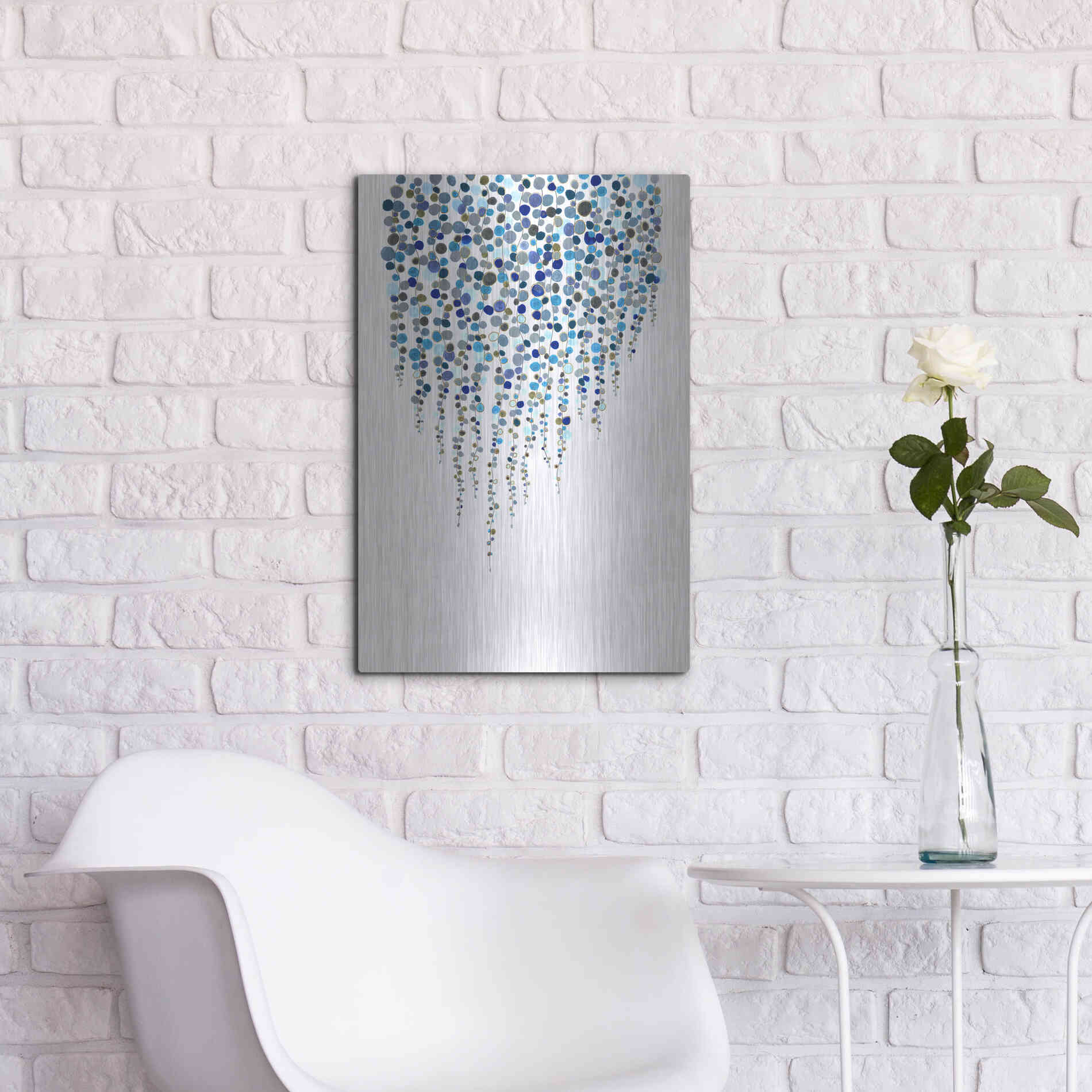 Luxe Metal Art 'Fancy Dots Blue' by Andrea Haase Metal Wall Art,16x24