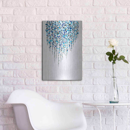 Luxe Metal Art 'Fancy Dots Blue' by Andrea Haase Metal Wall Art,16x24