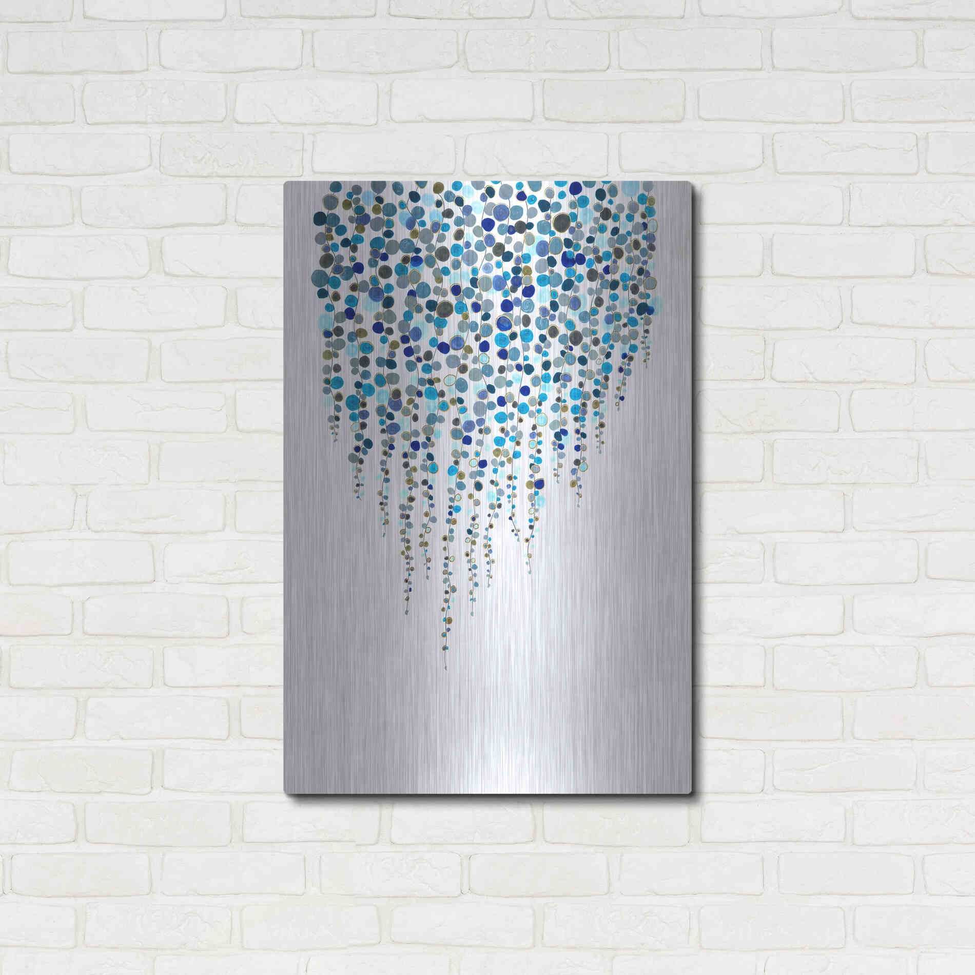 Luxe Metal Art 'Fancy Dots Blue' by Andrea Haase Metal Wall Art,24x36