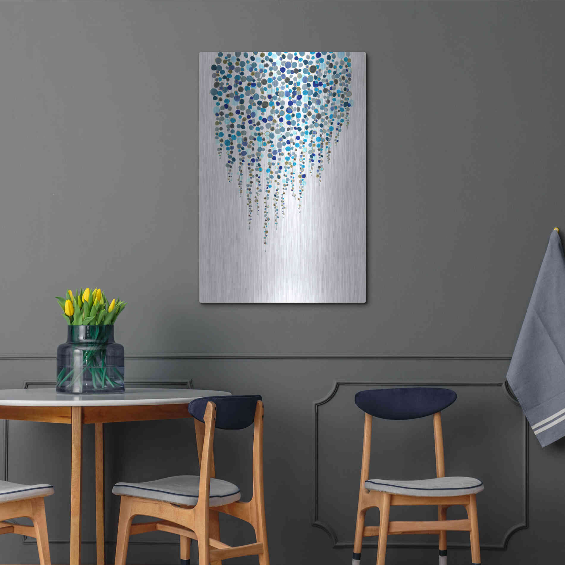 Luxe Metal Art 'Fancy Dots Blue' by Andrea Haase Metal Wall Art,24x36