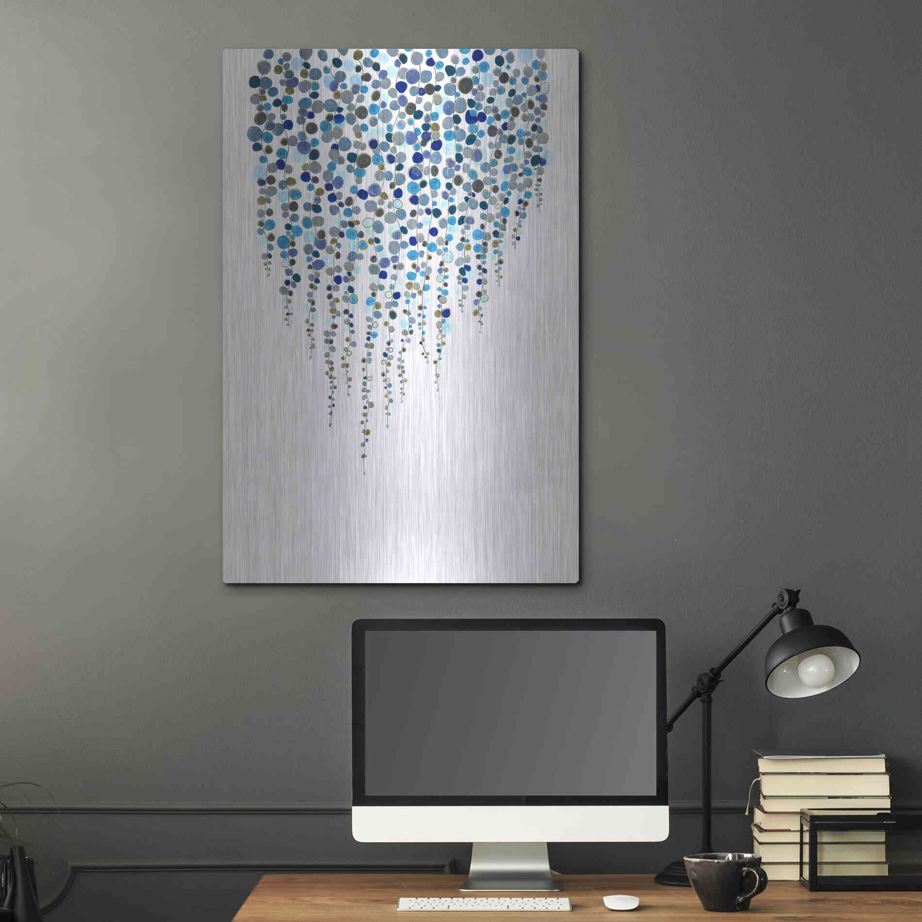 Luxe Metal Art 'Fancy Dots Blue' by Andrea Haase Metal Wall Art,24x36