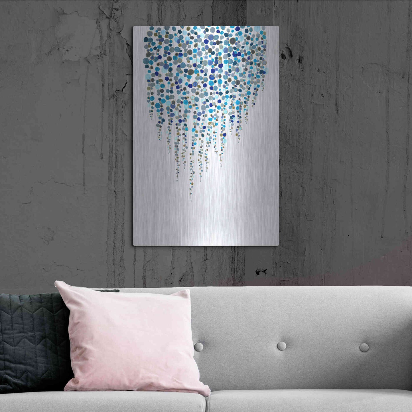 Luxe Metal Art 'Fancy Dots Blue' by Andrea Haase Metal Wall Art,24x36