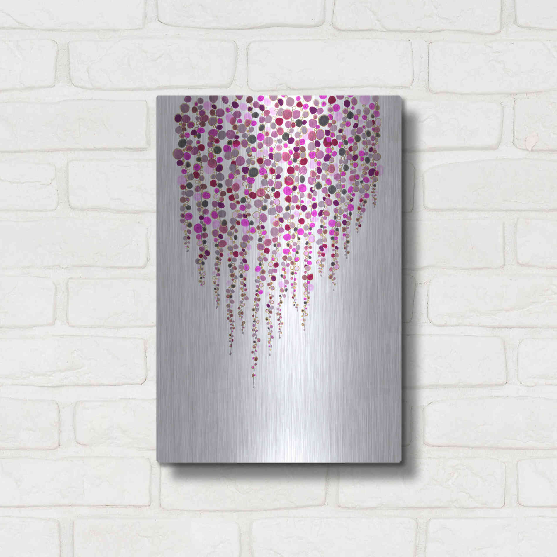 Luxe Metal Art 'Fancy Dots Pink' by Andrea Haase Metal Wall Art,12x16