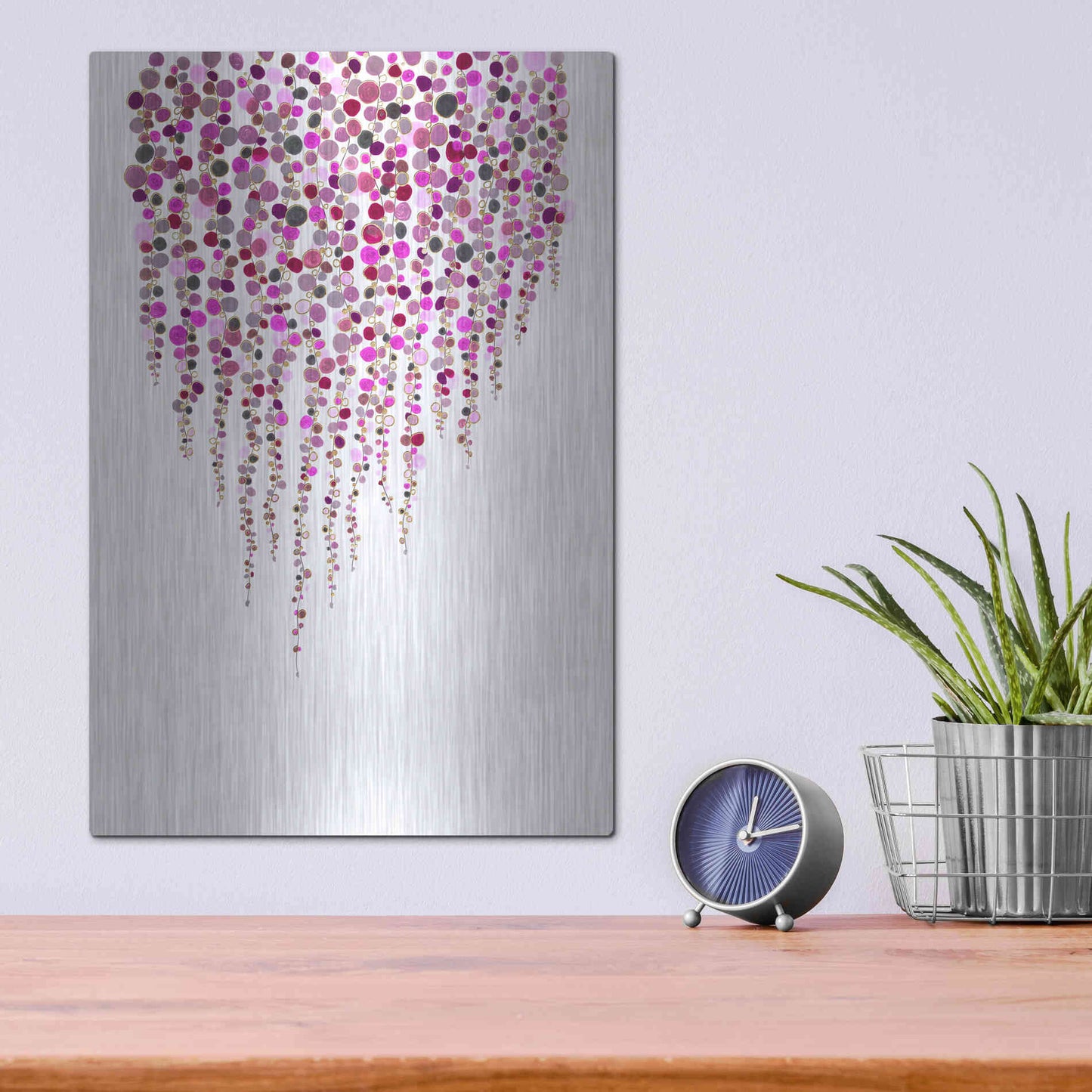 Luxe Metal Art 'Fancy Dots Pink' by Andrea Haase Metal Wall Art,12x16