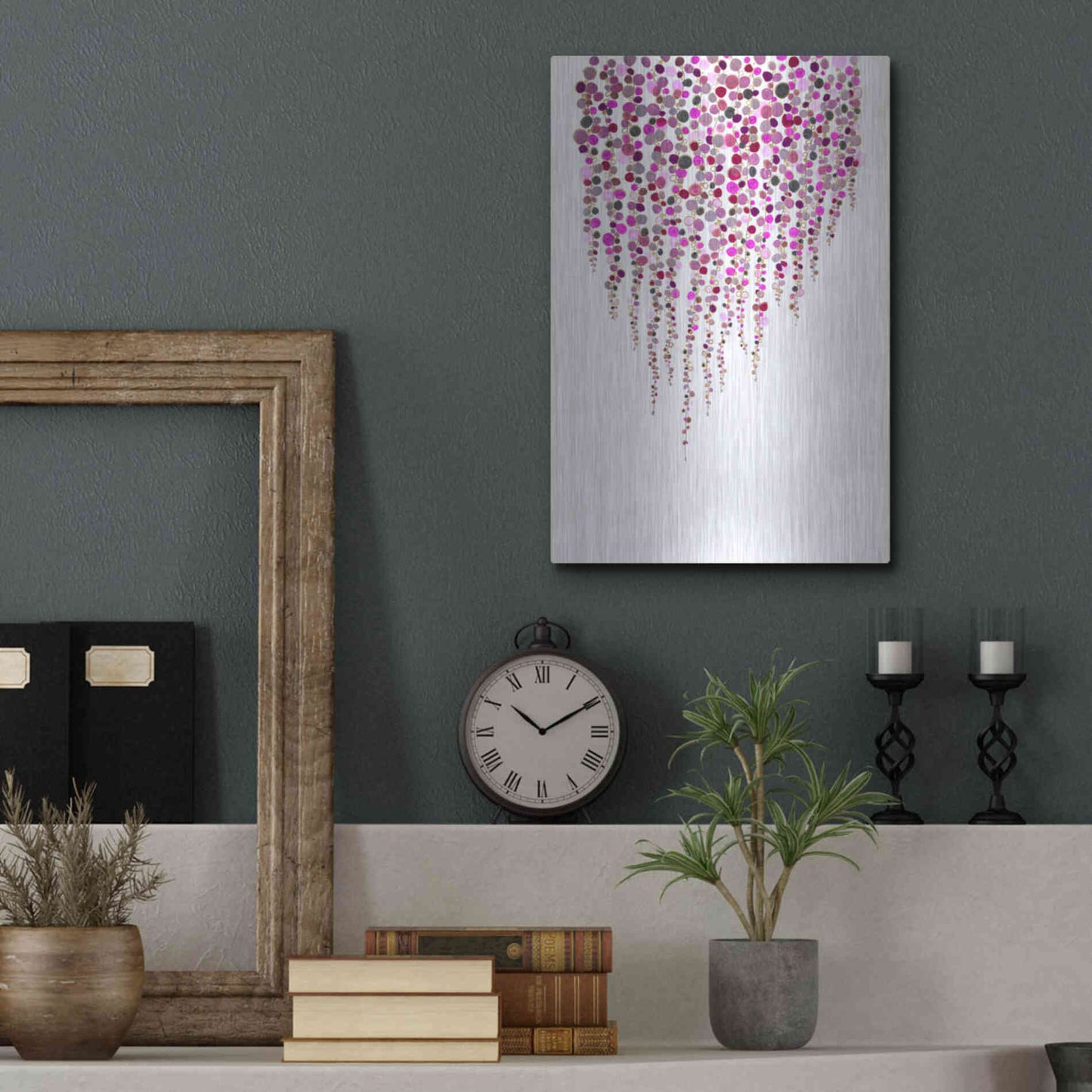 Luxe Metal Art 'Fancy Dots Pink' by Andrea Haase Metal Wall Art,12x16