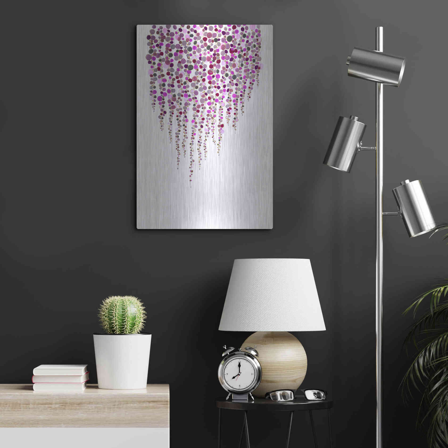 Luxe Metal Art 'Fancy Dots Pink' by Andrea Haase Metal Wall Art,16x24