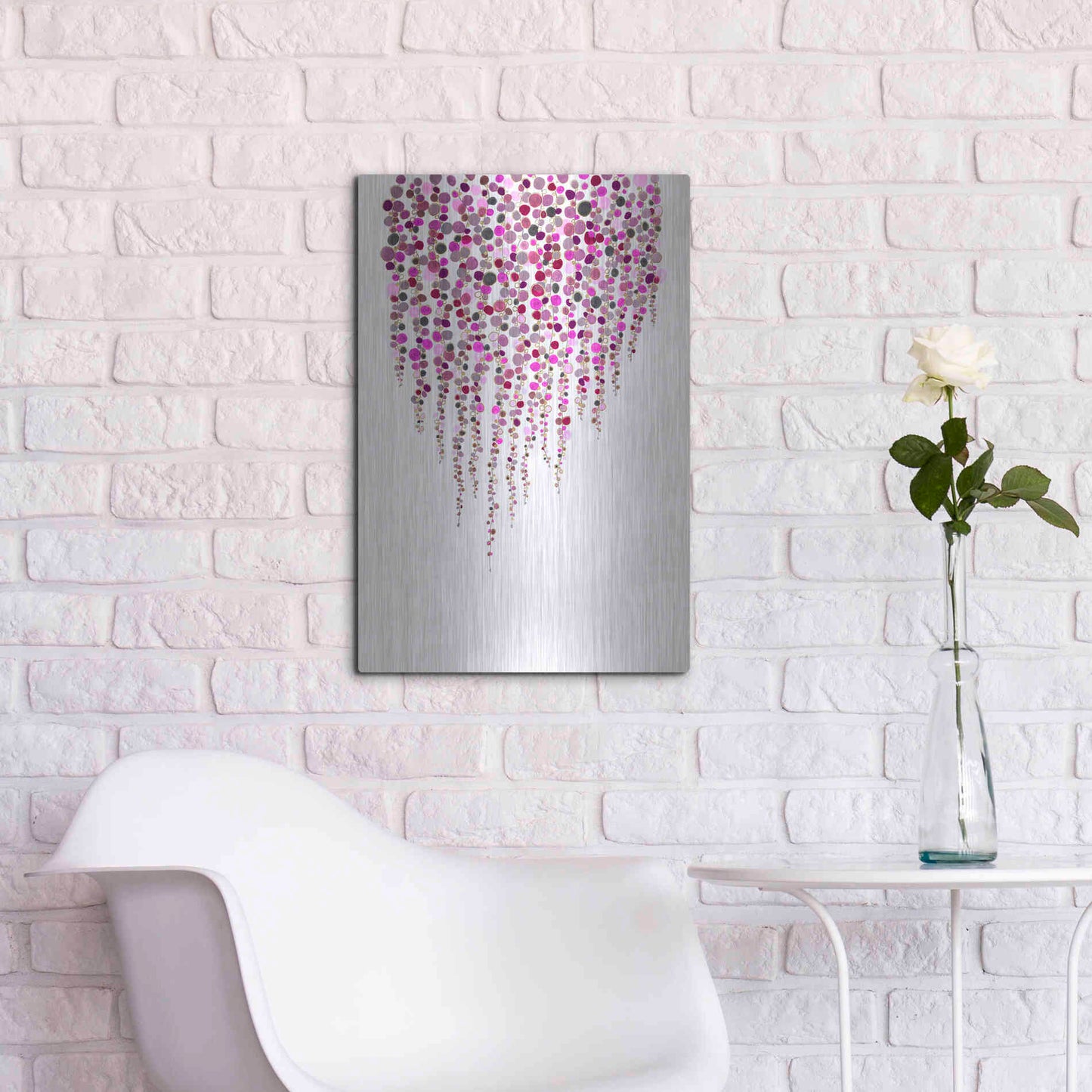 Luxe Metal Art 'Fancy Dots Pink' by Andrea Haase Metal Wall Art,16x24