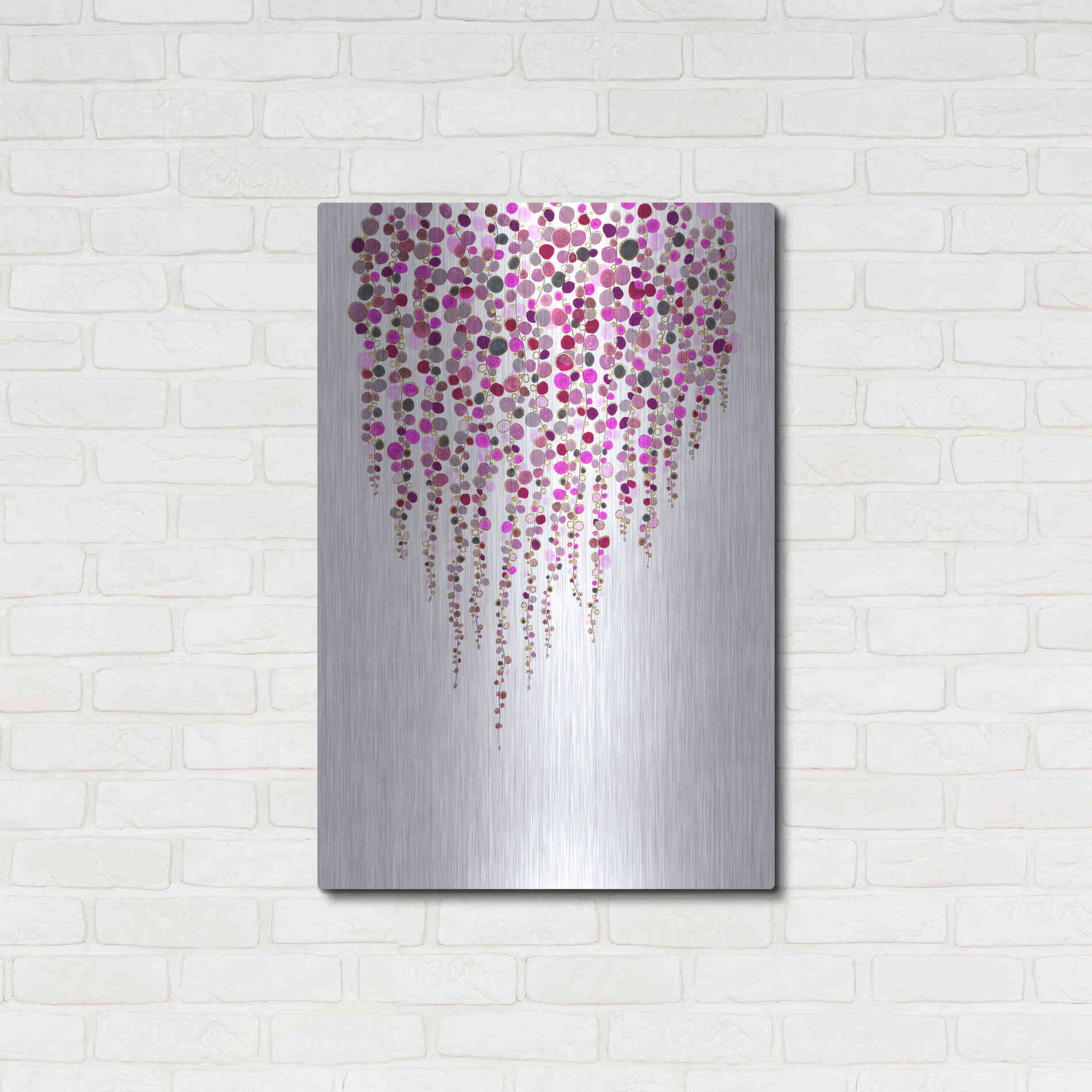 Luxe Metal Art 'Fancy Dots Pink' by Andrea Haase Metal Wall Art,24x36