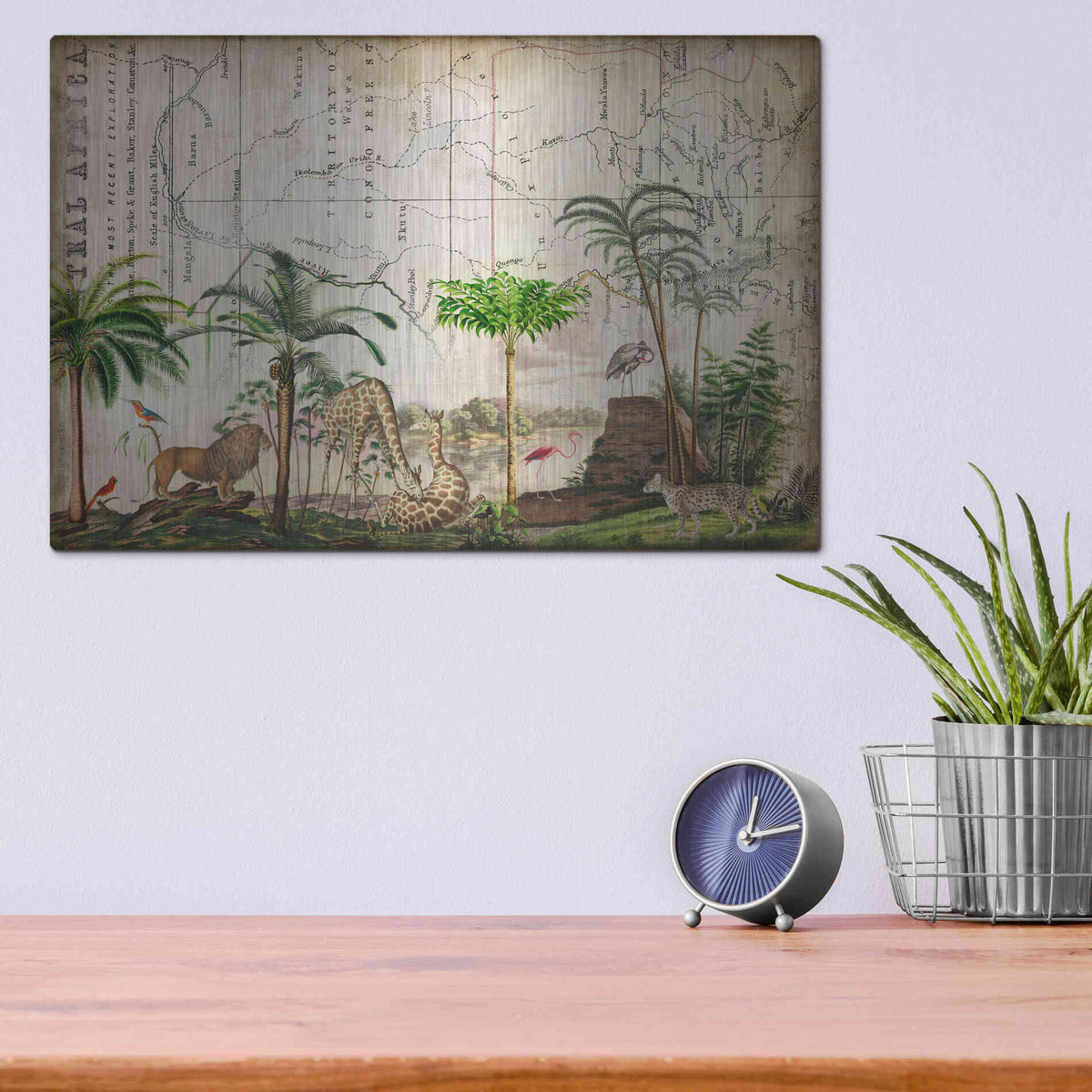 Luxe Metal Art 'Wild Animals Paradise Green' by Andrea Haase Metal Wall Art,16x12