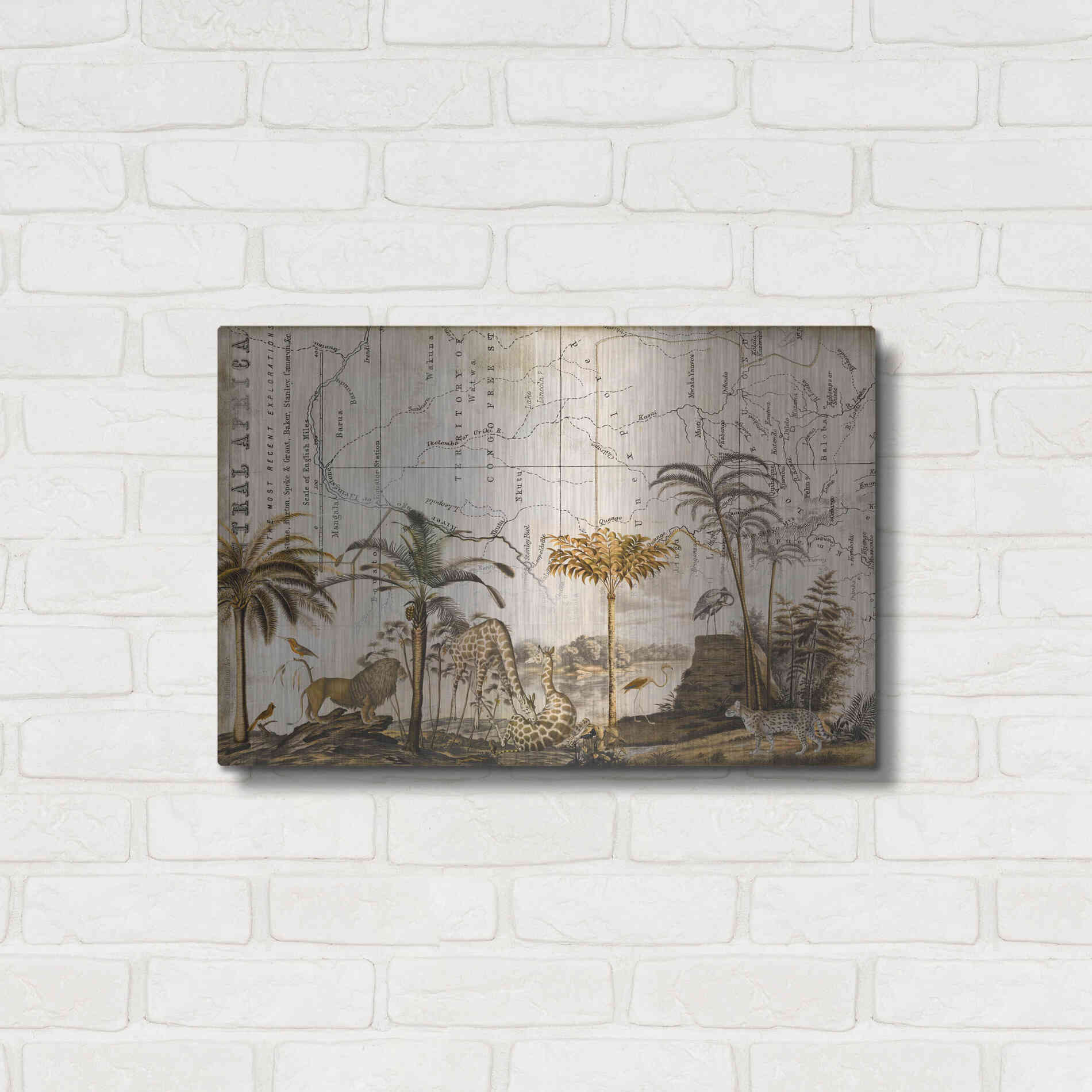 Luxe Metal Art 'Wild Animals Paradise Brown' by Andrea Haase Metal Wall Art,24x16