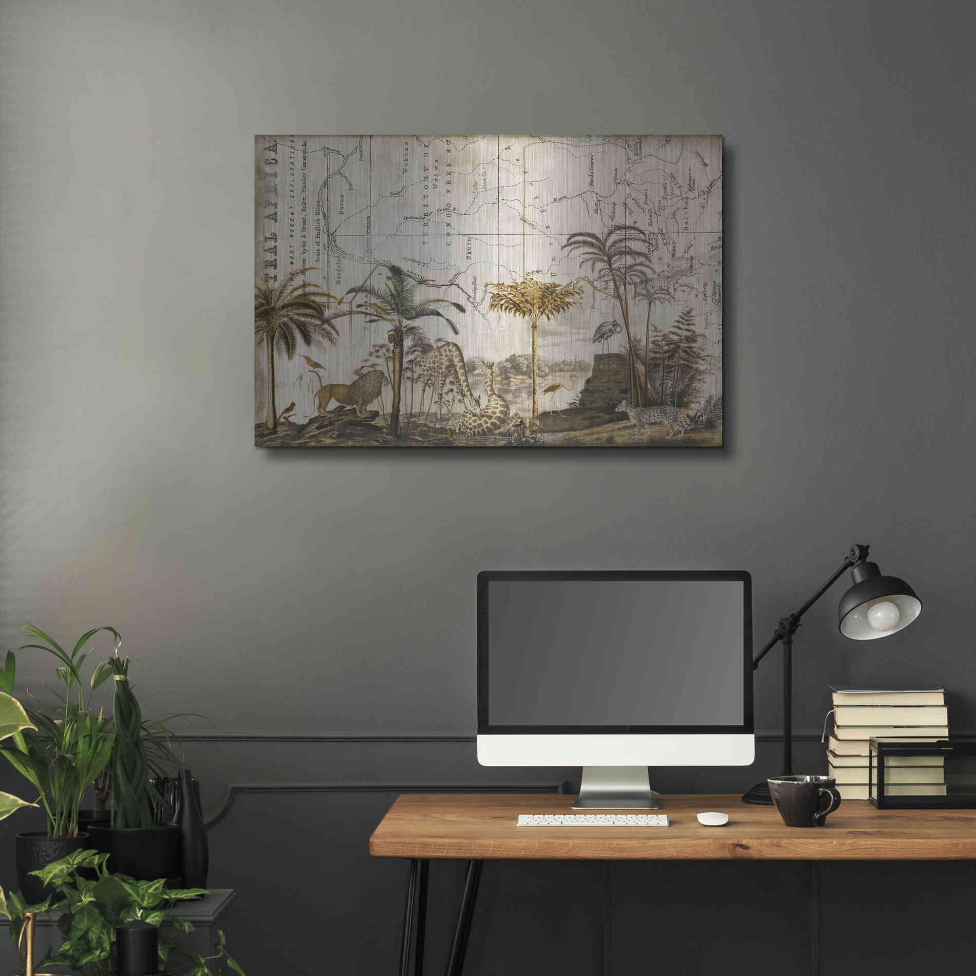 Luxe Metal Art 'Wild Animals Paradise Brown' by Andrea Haase Metal Wall Art,36x24