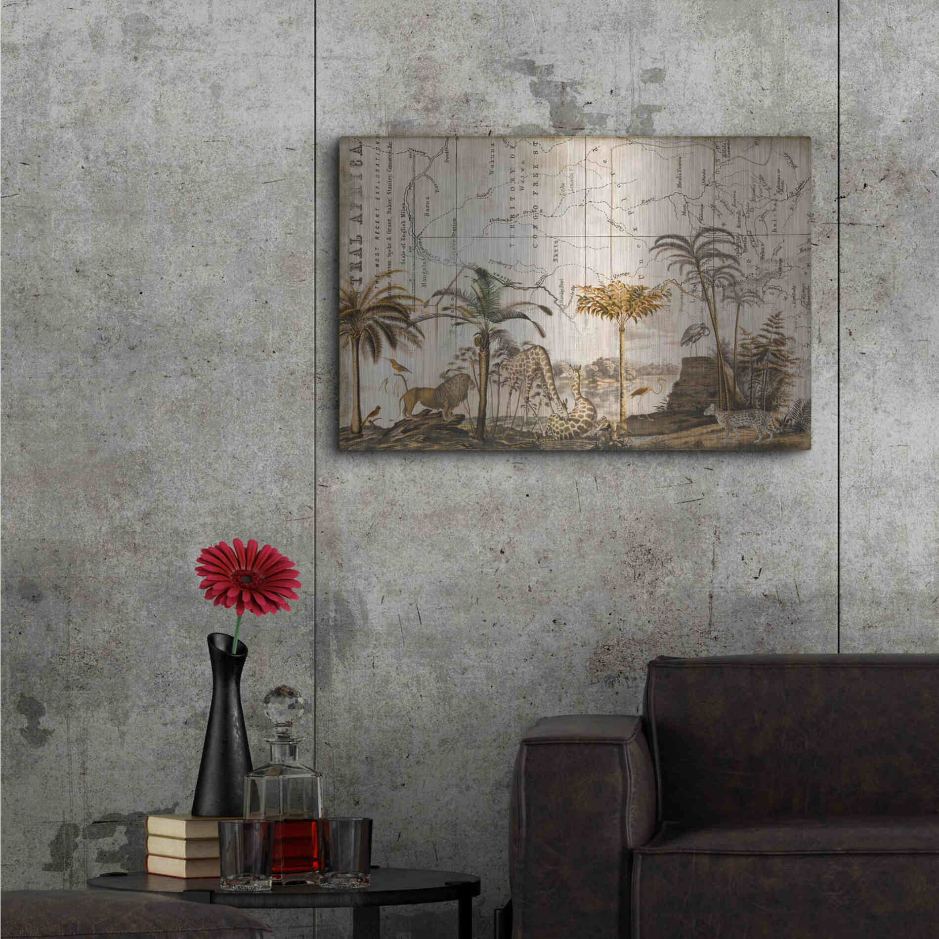 Luxe Metal Art 'Wild Animals Paradise Brown' by Andrea Haase Metal Wall Art,36x24