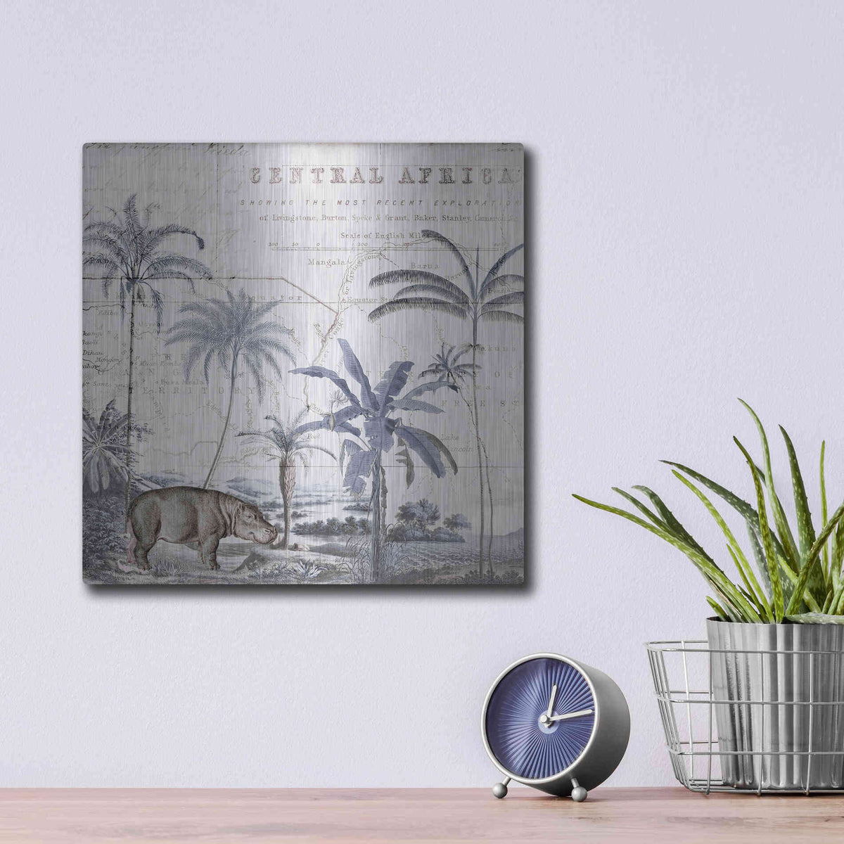 Luxe Metal Art 'Hippo Adventure' by Andrea Haase Metal Wall Art,12x12
