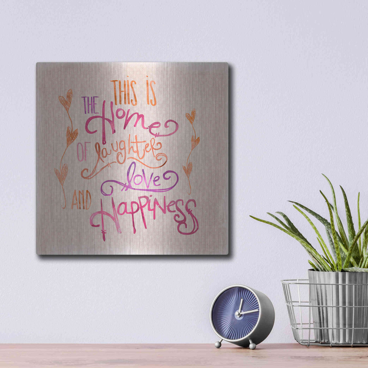 Luxe Metal Art 'Home Of Happiness' by Andrea Haase Metal Wall Art,12x12