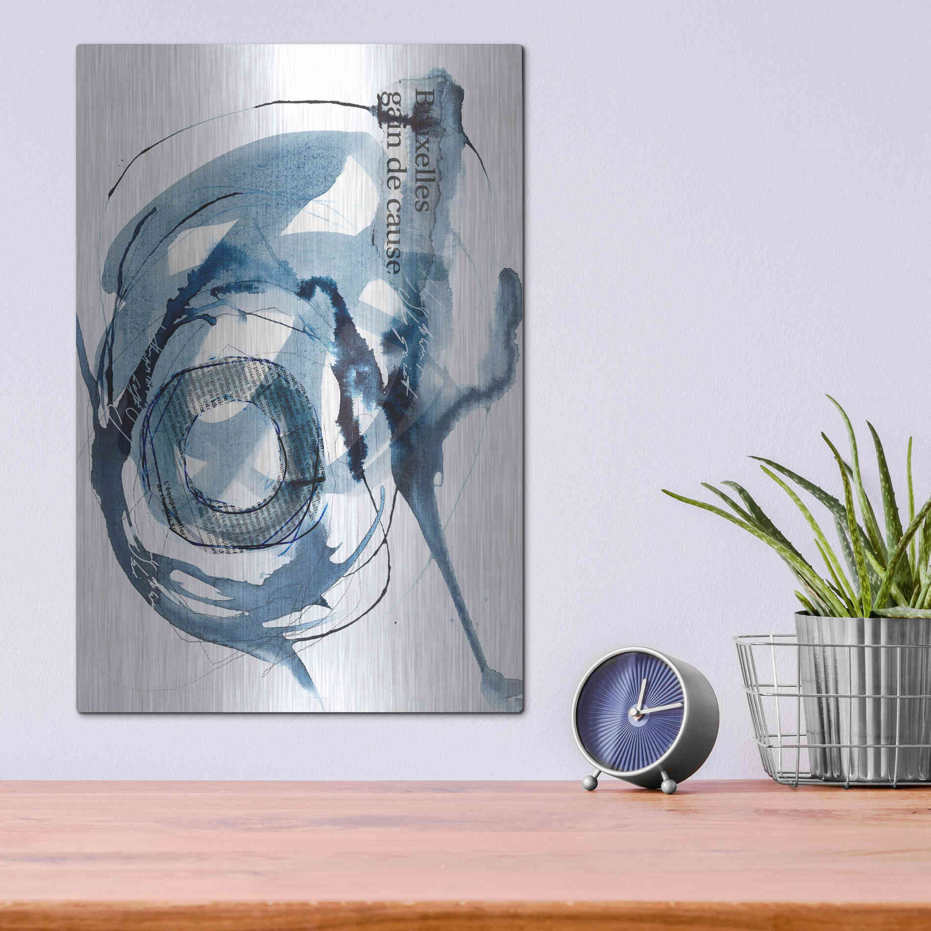 Luxe Metal Art 'Story Of Hope Blue' by Andrea Haase Metal Wall Art,12x16