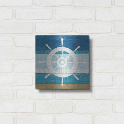 Luxe Metal Art 'Beachscape VI Helm White' by Michael Mullan, Metal Wall Art,12x12