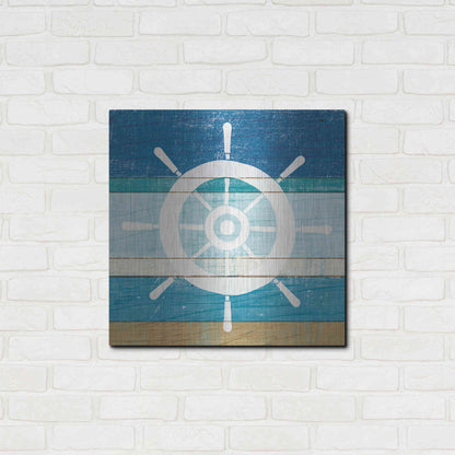 Luxe Metal Art 'Beachscape VI Helm White' by Michael Mullan, Metal Wall Art,24x24