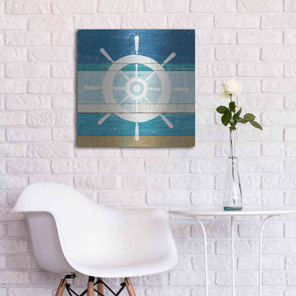 Luxe Metal Art 'Beachscape VI Helm White' by Michael Mullan, Metal Wall Art,24x24