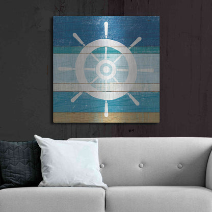 Luxe Metal Art 'Beachscape VI Helm White' by Michael Mullan, Metal Wall Art,36x36