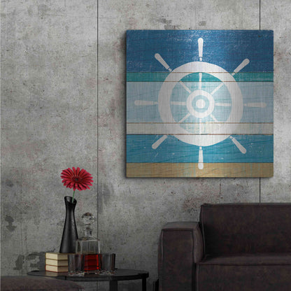 Luxe Metal Art 'Beachscape VI Helm White' by Michael Mullan, Metal Wall Art,36x36