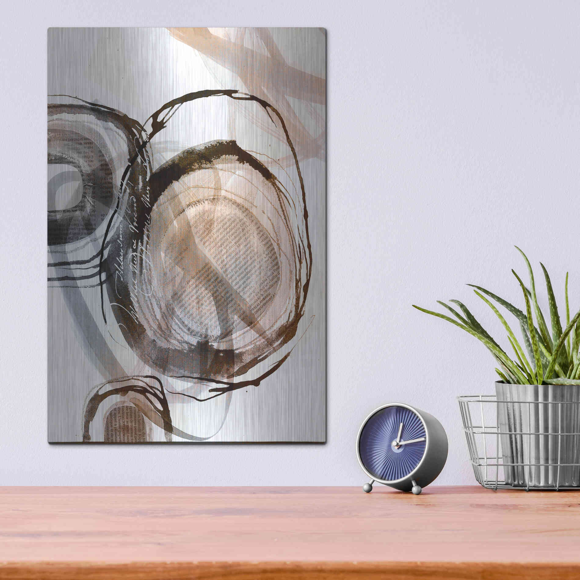 Luxe Metal Art 'Story Of Escape Brown' by Andrea Haase Metal Wall Art,12x16