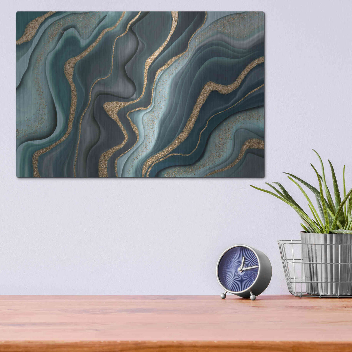 Luxe Metal Art 'Marbled Ink' by Andrea Haase Metal Wall Art,16x12